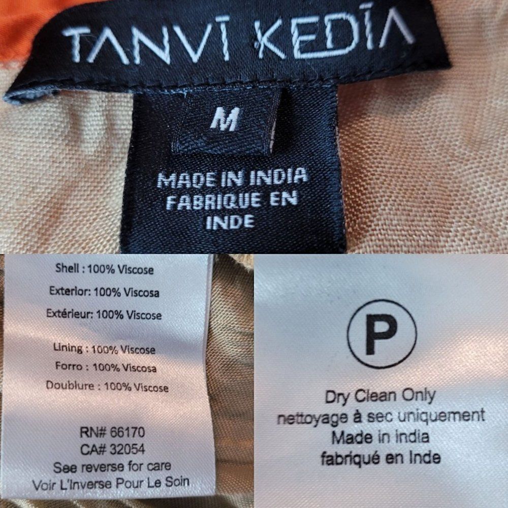 Anthropologie Tanvi Kedia V-Neck Colorblock Midi Dress M Sleeveless Tiered Pleat - Picture 3 of 10